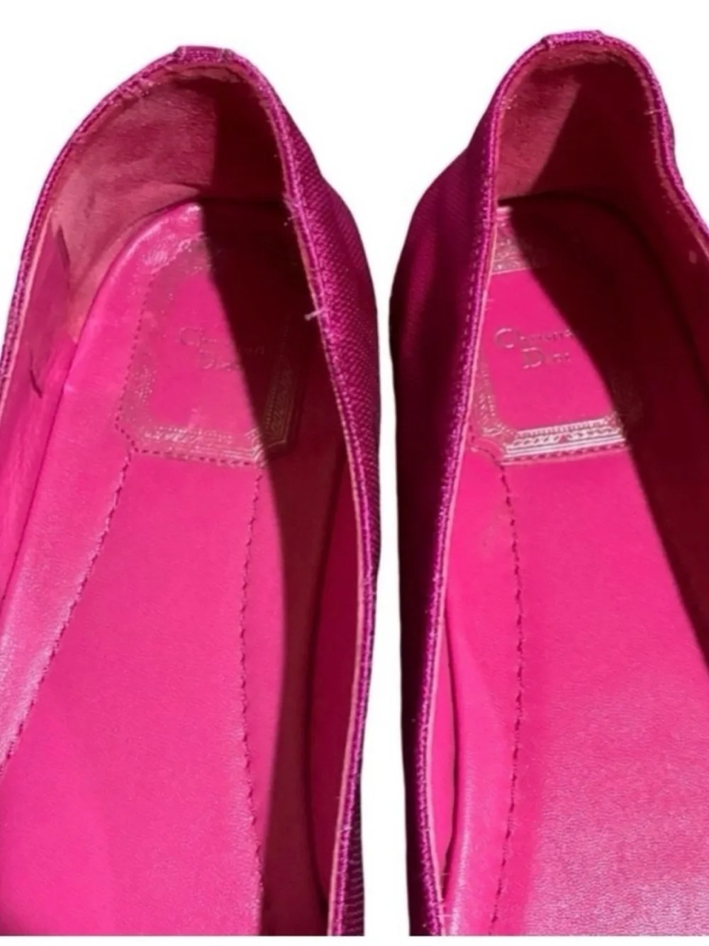 Dior Fushia Embellished Espadrille Flats Pink Authentic size 8.5
